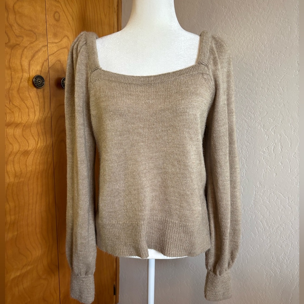Anthropologie Beige Scoop Neck Sweater